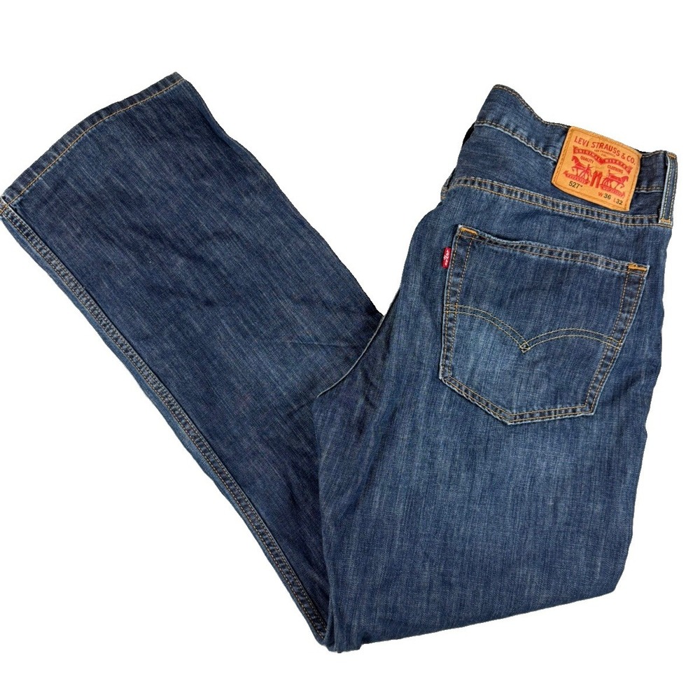 Levis 527 Mens Jeans 36x32 Slim Bootcut Blue Denim Red Tab 05527-0239